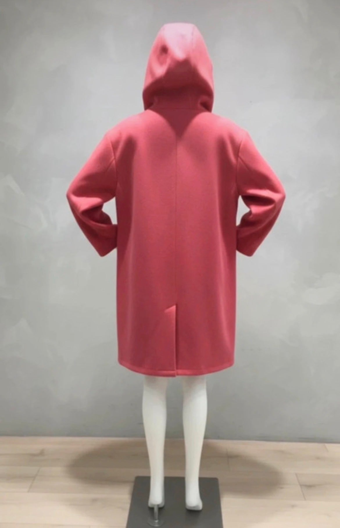 Manteau mi-long à capuche Rose