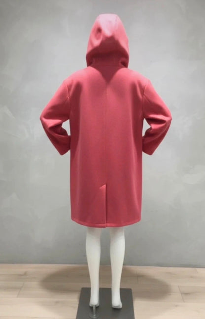 Manteau mi-long à capuche Rose