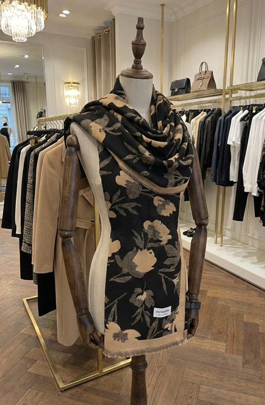 Écharpe Manoukian - Collection "Laine" Premium – Motif Floral