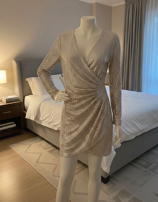 Robe de Soirée à Paillettes Argentées