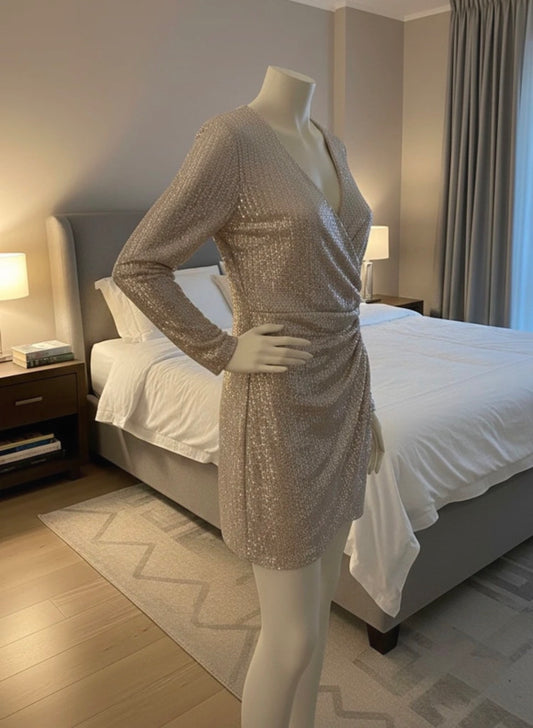Robe de Soirée à Paillettes Argentées