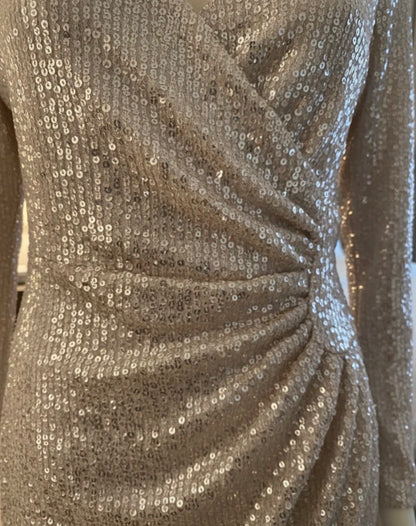 Robe de Soirée à Paillettes Argentées