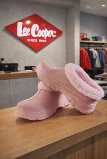 Sabots Plateformes Fourrés Rose Pastel Lee Cooper