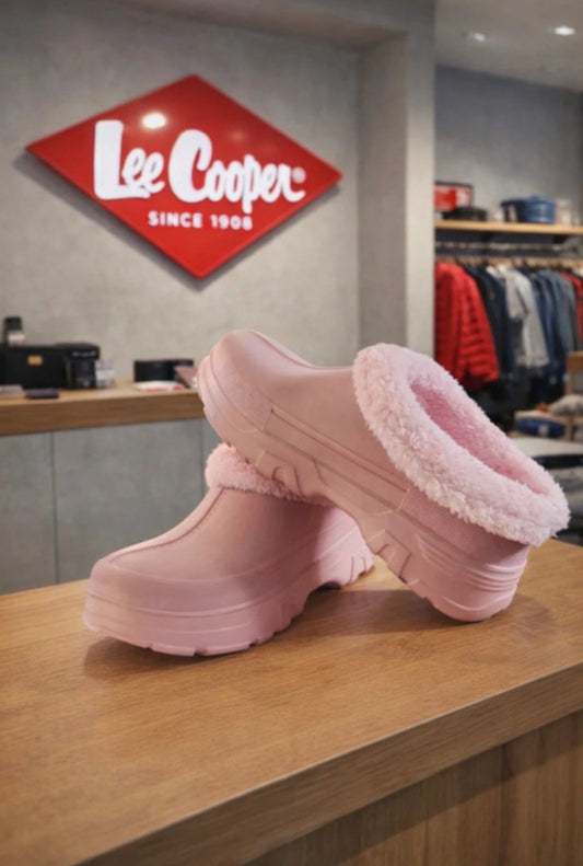 Sabots Plateformes Fourrés Rose Pastel Lee Cooper