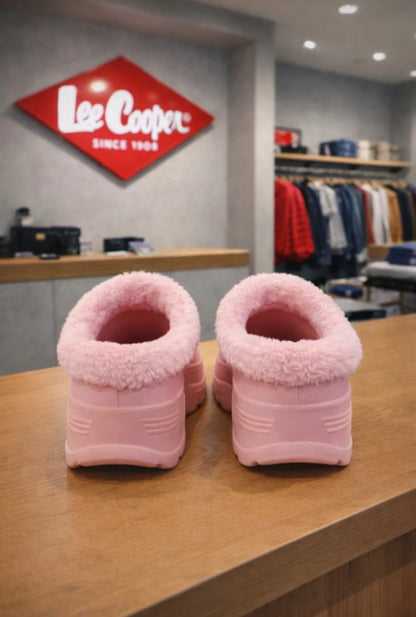 Sabots Plateformes Fourrés Rose Pastel Lee Cooper