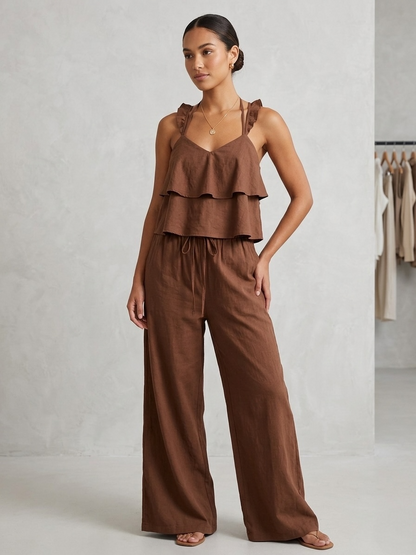 Ensemble 2 pièces Top à volants & Pantalon large