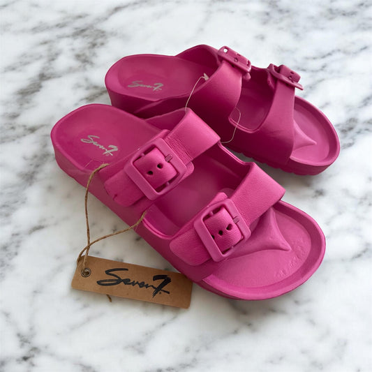 Sandales Slides Double Boucle Rose Fuchsia