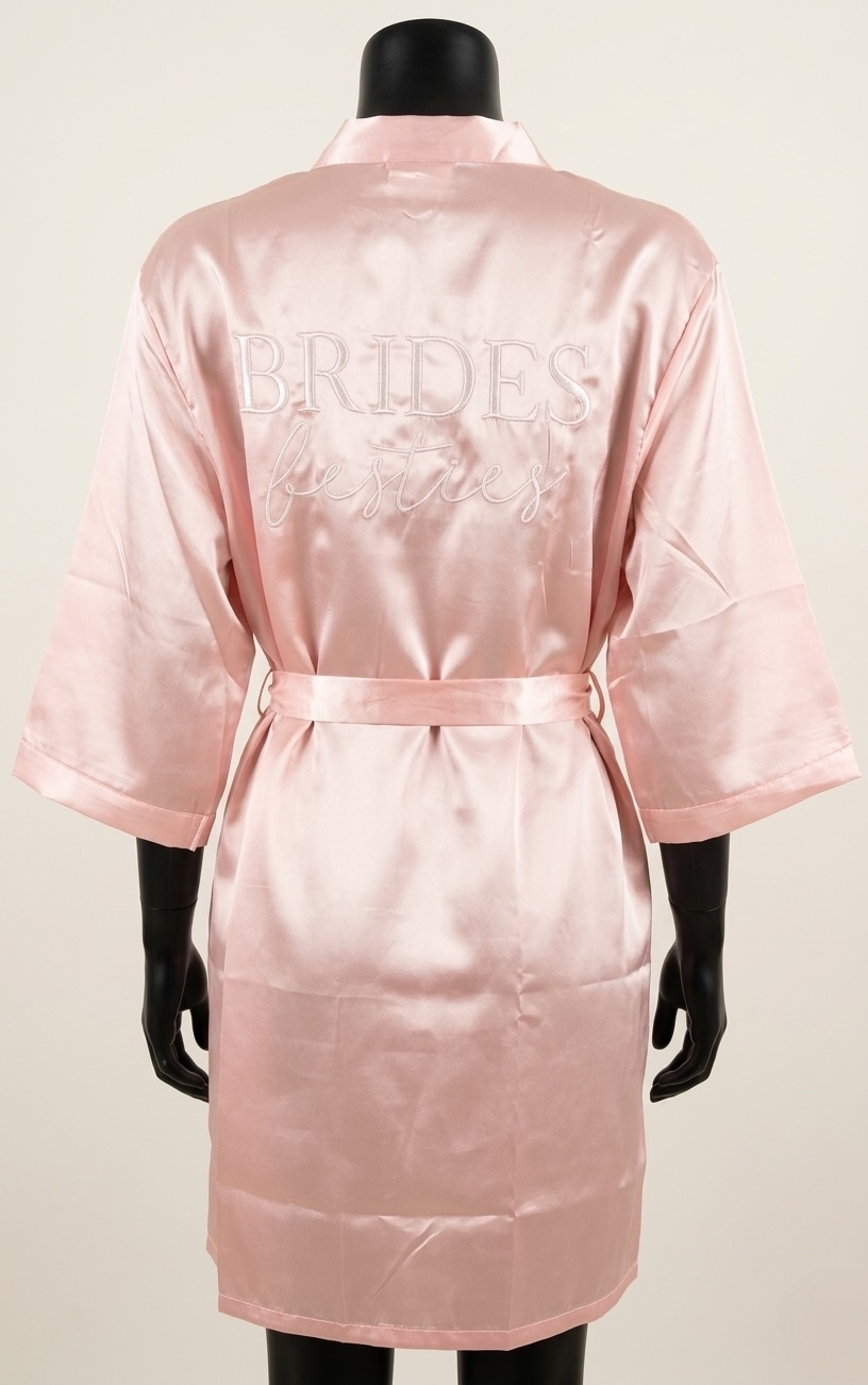 Peignoir de Mariage "Brides Besties" – Rose Blush Soyeux