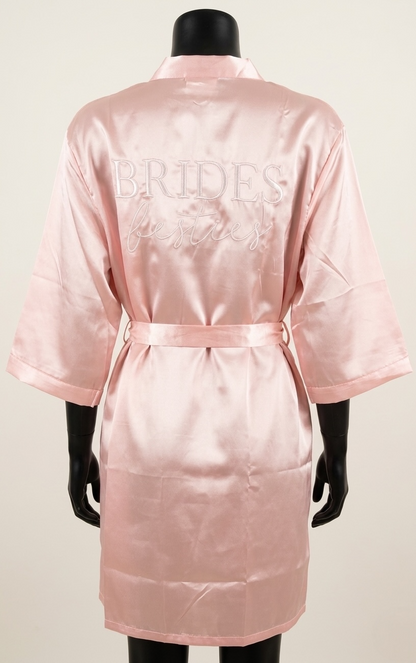 Peignoir de Mariage "Brides Besties" – Rose Blush Soyeux
