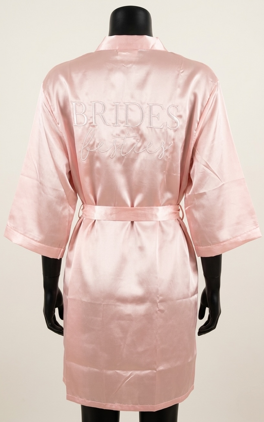 Peignoir de Mariage "Brides Besties" – Rose Blush Soyeux